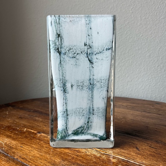 Vintage German Spiegelau Marbled design Rectangular Tall and Slim Vase 8” height - Picture 1 of 7